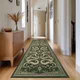 Garvee 2.5' × 8' Gothic Snake Botanical Runner Rug, Machine Washable Non-Slip Low-Pile Soft Rug for Hallway, Kitchen & Entryway, Green