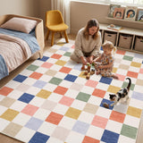 Garvee 4' x 6' Colorful Checkered Area Rug, Machine Washable Non-Slip Low-Pile Rug for Bedroom, Playroom & Kids Room, Colorful