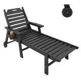 Garvee Wood-Look HDPE Patio Lounge Chair, 5-Position Adjustable Backrest, Weather-Resistant Poolside Sun Lounger, 304 Stainless Hardware - Black/304 hardware 1905*565*453 (flat) - Black