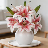 Garvee 2-Pack Artificial Lily Flower with 6 Heads and 3 Buds - Decorative Flowers, Flower Arrangement, Home Decor Flowers, Botanical Decor