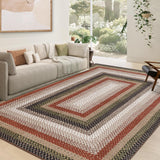 Garvee 3' × 5' Printed Farmhouse Bordered Area Rug, Washable Non-Slip Low-Pile Stain-Resistant Rug for Living Room, Bedroom & Dining Room, Crimson/Earthy