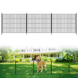 Garvee No-Dig Garden Fence, 10-Panel 24 in H × 23.6 ft L Rust-Resistant Metal Animal Barrier with Ground Stakes for Yard, Patio and Flower Beds, Black