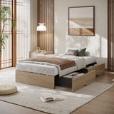 Garvee Bed Frame with 2 Storage Drawers, Wooden Low Profile Bed Frame, No Headboard, Wood Slat Support, Noise Free, No Box Spring Needed, Easy Assembly