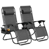 Garvee Zero Weight Patio Lounge Chairs Set of 2 – Portable Folding Recliners with Adjustable Pillow and Cup Holder Tray – Outdoor Lawn, Deck, Garden Seating – Gray Tes (One Box, Two Pieces) - Gray