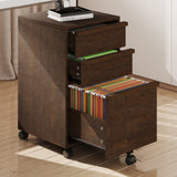 Garvee 3-Drawer Rolling File Cabinet for Home Office – Wooden Mobile Filing Cabinet with Large Hanging Folder Drawer, Under Desk Printer Stand, Wheels & 2 Locking Casters – Brown-red