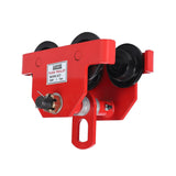 Garvee Manual Push Beam Trolley - 1 Ton (2200 lb) Hoist Trolley - Adjustable 2.5-7 in I-Beam Flange, Dual-Wheel Alloy Steel - Straight/Curved I/H-Beam Track - Color: Red