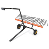 Garvee 60-Inch Tow Behind Lawn Dethatcher Rake – 24 Durable Spring Steel Tines – Heavy-Duty Landscaping Attachment – Compatible with ATV, Mower, Tractor, 48"/60" Toolbars, 3-Point Hitches – Ideal for Thatch, Leaves, Pine Needles – Split Orange Body