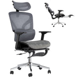 Garvee Ergonomic Office Chair - Mesh Back, 4D Adjustable Armrests, Dynamic Lumbar Support, Retractable Footrest, Adjustable Headrest, 145° Recline, High Back Swivel, Heavy Duty Metal Base - Gray