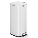 Garvee Modern Soft-Close Kitchen Trash Can 30L – Rectangular White Stainless Steel Pedal Bin – Durable 410 Steel, Silent Turn Lid, Removable Inner Bucket, Strong Pedal – For Kitchen, Bathroom, Recycling – White