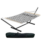 Garvee Extra Wide Double Hammock with Stand – 475 lbs Capacity – Quilted Fabric, Soft Pillow & Carry Bag – Heavy Duty Steel Frame – Portable for Patio, Garden, Camping – Light Grey