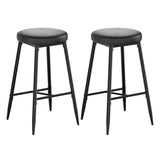 Garvee Modern Counter Height Bar Stools Set of 2 - 26" Faux Leather Saddle Seats with Thick Cushion, Metal Frame with Footrest - Black PVC Wrapped, 2-Pack