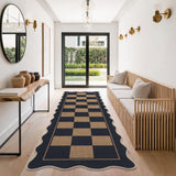 Garvee 2' × 6' Checkerboard Runner Rug, Machine Washable Non-Slip Low-Pile Rug for Hallway, Kitchen & Entryway, Black/Coffee