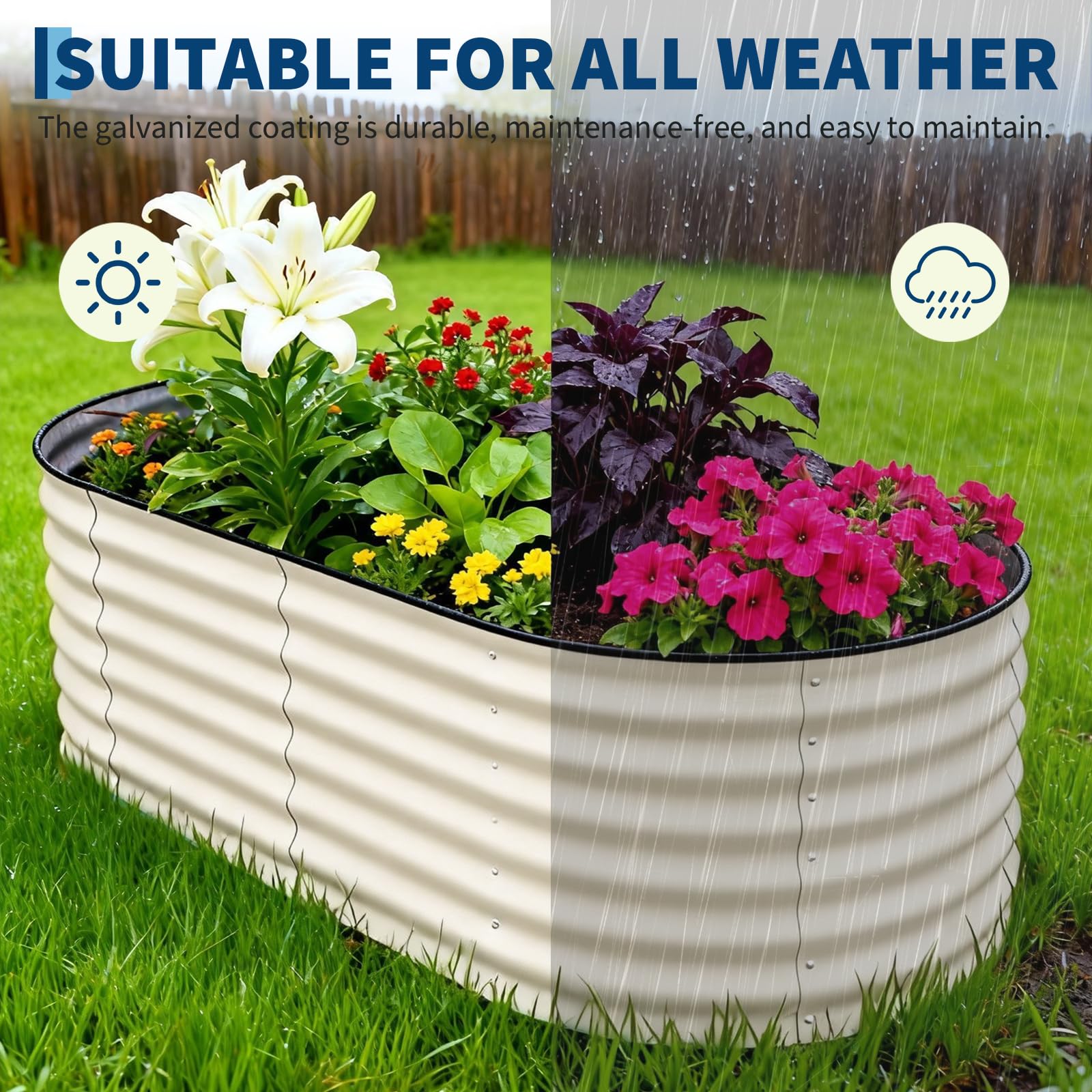 Garvee 2 Pcs 6x3x2 ft Raised Garden Beds Outdoor Galvanized Steel Planter Box Beige Durable Rust-Resistant Easy Assembly