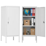 Garvee Lockable Steel Locker Storage Cabinet, 3-Tier with 3 Adjustable Shelves, 2 Keys, Secure Employee Office/School Storage - White - Height 37.74" (2 Shelves)