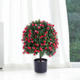 Garvee UV Resistant Artificial Boxwood Rose Ball Topiary in Pot – Realistic 21.65" Faux Plant – No Odor Indoor Outdoor Decorative Shrub for Home, Garden, Porch, Front Yard – Color: Boxwood Rose Ball Pot