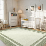 Garvee 5' × 7' Modern Bordered Area Rug, Machine Washable Non-Slip Low-Pile Soft Rug for Living Room, Bedroom & Dining Room, Green