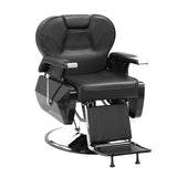 Garvee Luxury Hydraulic Reclining Lounge Chair – PU Leather, Adjustable Height & Headrest, 360° Swivel, High-Density Cushion, Vintage Styling for Living Room – Black Silver Plating