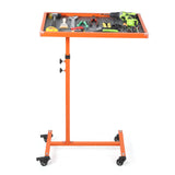 Garvee Adjustable Rolling Mechanic Work Table – Heavy Duty Carbon Steel Garage Tool Cart, 220LBS Capacity, 360° Swivel Casters, Non-Slip PVC Mat, Tool Tray, Mobile Workbench for Workshop, Auto Repair, DIY – Orange