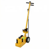 Garvee 35 Ton Air Hydraulic Floor Jack, Carbon Steel Heavy Duty Truck Jack, 10.35-21.18" Lifting Range, 4.72" Adjustment Height, 6.10" Stroke, 46" Adjustable Handle, 4 Saddle Adapters, 8" Rubber Wheels, 90-145 PSI Dual Air and Manual Operation, Yellow - Yellow