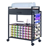 Garvee Craft Organization and Storage Cart Compatible with Cricut Machine, Rolling Craft Organizer with Fabric Drawer, Hook & 47 Vinyl Roll Holder for Home Crafting Workstation Room