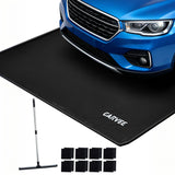Garvee Heavy Duty 1000D PVC Garage Floor Mat – Waterproof, Non-Slip Containment Pad with 1.2" Raised Edge, Easy to Clean, Includes Squeegee & 8 Fasteners – For Snow, Rain, Mud – Black, 8'6" x 20' - Black