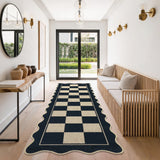 Garvee 2' × 6' Checkerboard Runner Rug, Machine Washable Non-Slip Low-Pile Rug for Hallway, Kitchen & Entryway, Black/White