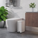 Garvee Slim Step Trash Can, 1.6 Gallon/6L Stainless Steel Kitchen/Bathroom Garbage Can with Soft-Close Lid - Odor Control, Removable Inner Bucket, Rear Handle, Waterproof - White - White