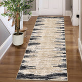 Garvee Modern Abstract Runner Rug – Machine Washable, Non-Slip, Low Pile, Mark Resistant, Easy to Clean Carpet for Hallway, Kitchen, Entryway, Bedroom – Brown/Black, 2x6ft