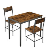 Garvee 3-Piece Dining Table Set for 2 – Industrial Kitchen & Dining Room Furniture – Space-Saving, Easy-Assembly – Rustic Brown Tabletop – Black + Brown Tabletop