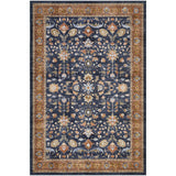 Garvee 8' × 10' Vintage Persian Area Rug, Machine Washable Non-Slip Low-Pile Distressed Floral Rug for Living Room & Bedroom, Tangerine Blue