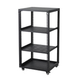 Garvee Heavy Duty 15U Open Frame Network Rack - Server Cabinet with Casters - Floor Standing or Wall Mount - 2 x 1U Shelves, 19" AV/IT Office Shelf - Durable 1.2mm Steel - 1.2 millimeters, 15U