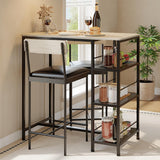 Garvee 3-Piece Modern Dining Set, Dining Table Set with 2 Upholstered Bar Stools,Bar Table Set w/ Metal Frame&Built-in Wine Rack for Kitchen Dining Room Apartment Breakfast Nook 36"Lx 16.7"W x 37.2"H Gray