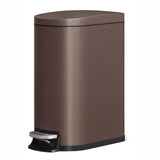 Garvee Slim 13 Gallon/50L Stainless Steel Kitchen Trash Can with Lid - Step-On Pedal, Soft-Close Odor Control Lid, Removable Inner Bucket, Rear Handle, Rustproof - Brown