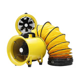 Garvee Portable Utility Axial Exhaust Blower Fan - 8 Inch, Explosion-Proof, 3300 RPM, 7-Blade Heavy-Duty Industrial Ventilator - Includes Flexible PVC Duct Hose - For Basements/Tunnels/Warehouses - 8 inch 5 meter air duct
