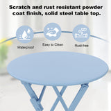 Garvee 3-Piece Folding Metal Outdoor Bistro Set for 2 - Round Patio Table & 2 Chairs - Space-Saving Portable Balcony/Porch/Garden Furniture, Weather-Resistant, Easy Storage - Blue - Pink