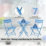 Garvee Space-Saving 3-Piece Folding Metal Bistro Set – Outdoor Patio Table and 2 Chairs – Weather-Resistant, Durable Steel Frame, Ideal for Balcony, Garden, Porch – Blue - Pink