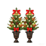 Garvee Set of 2 24-Inch Tabletop Artificial Christmas Trees with Pine Cones & Red Berries – Mini Green Xmas Decor – Perfect for Home, Office Desk, Mantel, Windowsill – Holiday Decoration – Color: Green