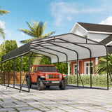 Garvee Heavy Duty 13x26FT Metal Carport Canopy – Galvanized Steel Roof, Triple-Braced Foundation, Reinforced Base – Outdoor Garage Shelter for Cars, Trucks, Boats – Gray