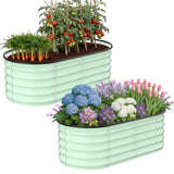 Garvee Durable Galvanized Metal Raised Garden Bed Planter Box - 2 Pack, 3.5x3.5x1.4FT, Oval & Rounded Square Design, Outdoor Planter for Vegetables and Flowers, Open Bottom, Safety Edge, Olive Green, Size: 2-pack, Specs: 3.5x3.5x1.4FT, Color: Olive Green