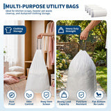 Garvee Heavy-Duty 30L/8 Gallon Drawstring Trash Bags - HDPE Puncture & Leak Resistant Kitchen Bin Liners, 50x80 cm (19.7x31.5 in), 100 Count (2 Rolls) - Gray-White