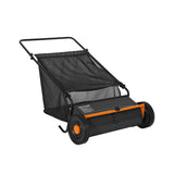 Garvee Push Lawn Sweeper, 26-Inch Brush Path with 7 Cu Ft Collector, 4 Spinning Brushes, Adjustable Height and Steel Frame