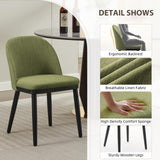 Garvee Set of 6 Upholstered Dining Chairs with Thick Linen Cushion Seat & Curved High Backrest – Wood Frame, Adjustable Leveling Feet for Dining Room, Kitchen, Restaurant – Green (3 Boxes)