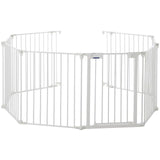 Garvee Adjustable Metal Pet Safety Gate 8-Panels, 29" High Collapsible Playpen with Lockable Door, Portable Indoor/Outdoor Barrier for Stairs, Doorways, RV, Camping, Yard, Garden, White