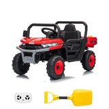 Garvee 12V Kids Ride on Dump Truck with Parent Remote Control, Single Seater Electric Farm Truck for Kids, Powered Dump Bed, Double Opening Doors, Suspension, LED Lights, MP3 & Horn,Red