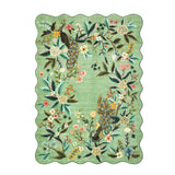 Garvee Scalloped Edge Area Rug – 8x10ft Washable Non-Slip Peacock Floral Carpet, Ultra Thin Botanical Chinoiserie Decor for Living Room, Bedroom, Nursery, Playroom – Green (USA) - Green
