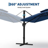 Garvee 10x10 ft Square Cantilever Patio Umbrella - 360° Rotation, Height Adjustable Offset Outdoor Shade - Heavy-Duty Aluminum Frame - Base Not Included - Color: Navy Blue - Gray