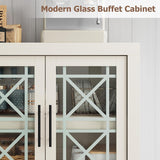 Garvee Modern White Sideboard Buffet Cabinet – 2 Silk Screen Glass Doors – Spacious Storage Credenza – Dining Room, Living Room, Kitchen, Entryway – Contemporary Accent Furniture – Engineered Wood – Color: Su Xiangtong – Specs: 2 Silk Screen Door