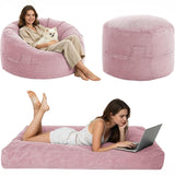Garvee Giant Bean Bag Chair Bed for Adults, Convertible Beanbag Folds From Lazy Chair to Floor Full Mattress Bed, Large Floor Sofa Couch, Big Sofa Bed, High-Density Foam Filling, Machine Washable, Pink