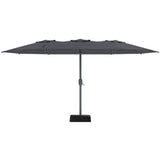 Garvee Extra Wide 9x15 ft Rectangular Patio Umbrella with Base – Heavy Duty 12-Rib Frame – UV Protection & Weather Resistant – Outdoor Garden, Pool, Backyard, Balcony Shade – Gray - Gray