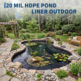 Garvee Heavy Duty 20 Mil HDPE Pond Liner – Waterproof & UV Resistant Underlayment for Outdoor Koi Fish Ponds, Waterfalls, Fountains, Raised Garden Beds – Durable Black Liner – Size: 20x25ft - Black